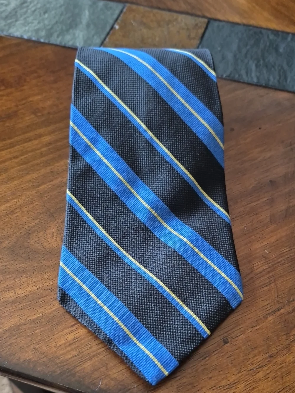 Ralph Lauren Black Tie with Blue and Yellow Stripe